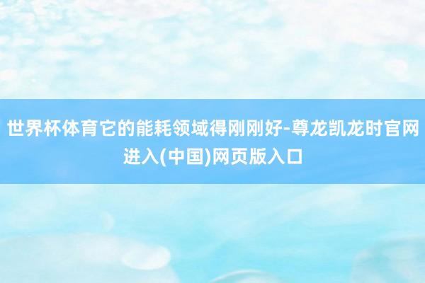 世界杯体育它的能耗领域得刚刚好-尊龙凯龙时官网进入(中国)网页版入口