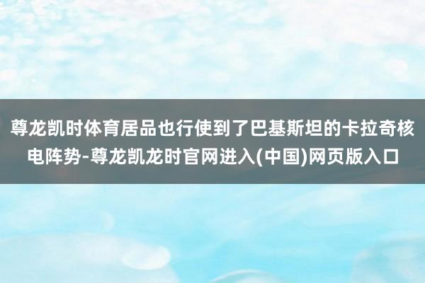 尊龙凯时体育居品也行使到了巴基斯坦的卡拉奇核电阵势-尊龙凯龙时官网进入(中国)网页版入口