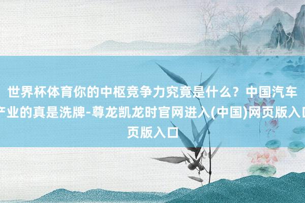 世界杯体育你的中枢竞争力究竟是什么？中国汽车产业的真是洗牌-尊龙凯龙时官网进入(中国)网页版入口