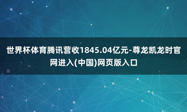 世界杯体育腾讯营收1845.04亿元-尊龙凯龙时官网进入(中国)网页版入口