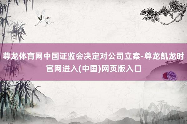 尊龙体育网中国证监会决定对公司立案-尊龙凯龙时官网进入(中国)网页版入口